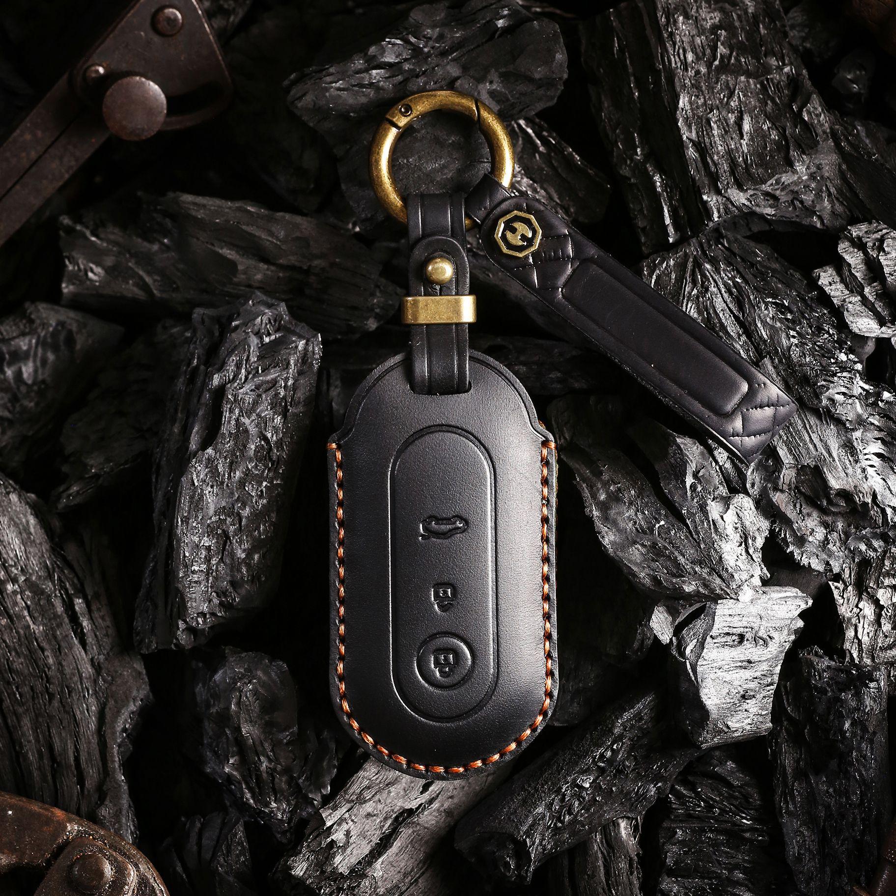 

Handmade Genuine Leather Key Cover for Huawei AITO Jinkang Seres M7/M5 коричневий