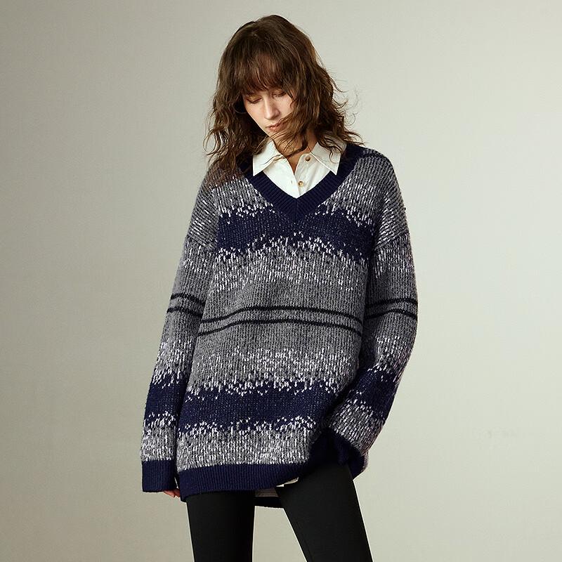 Chuyu Women's Loose Fit Fair Isle Jacquard Sweater