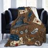 Flannel Fleece Modern Throw Blanket, Cartoon Style Koala Bears Blue Pattern Throw for Spring Recliner, Air Conditioning Blanket