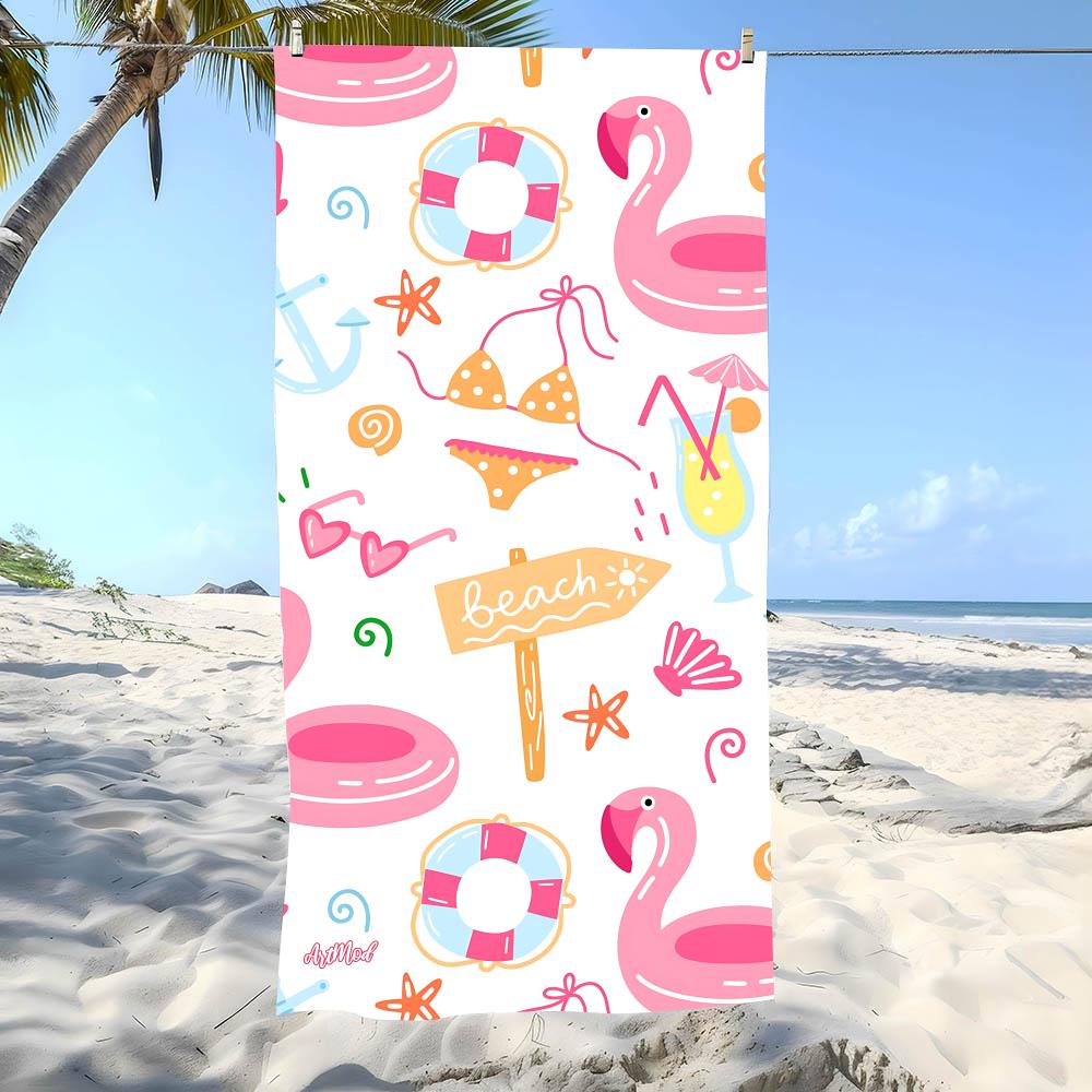 Graceful F-Flamingos Towel Beach Towel Oversized Super Absorbent Soft Swim Beachtowels For Men, Women