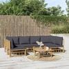 Vidaxl 7-Cz. Gartenmöbel-Set, Dunkelgraue Kissen, Bambus
