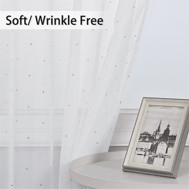 Elegant Silver Dot Design Semi Blackouts Curtains 2Pieces Polyester Window Treatments for Home Decoration