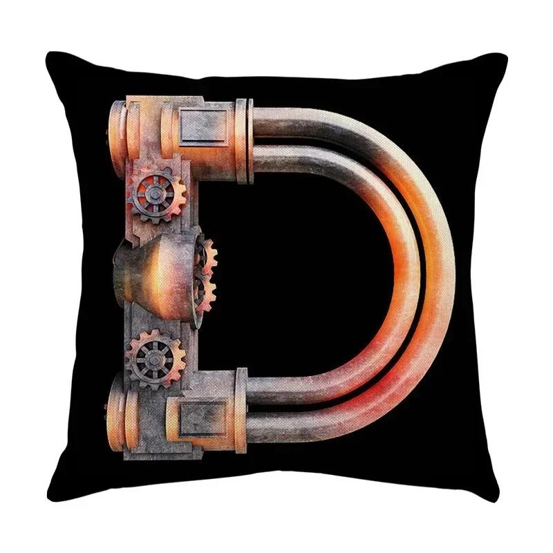 Luxury Home Decor Pillow Cover Car Living Room Sofa Cushion Cover Mechanical Style Letter Pattern Cushion Cover