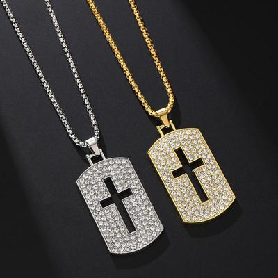 Men's Cross Necklace - Fashionable, Non-fading, Versatile Design with Full Diamond Accent for Women and Men.