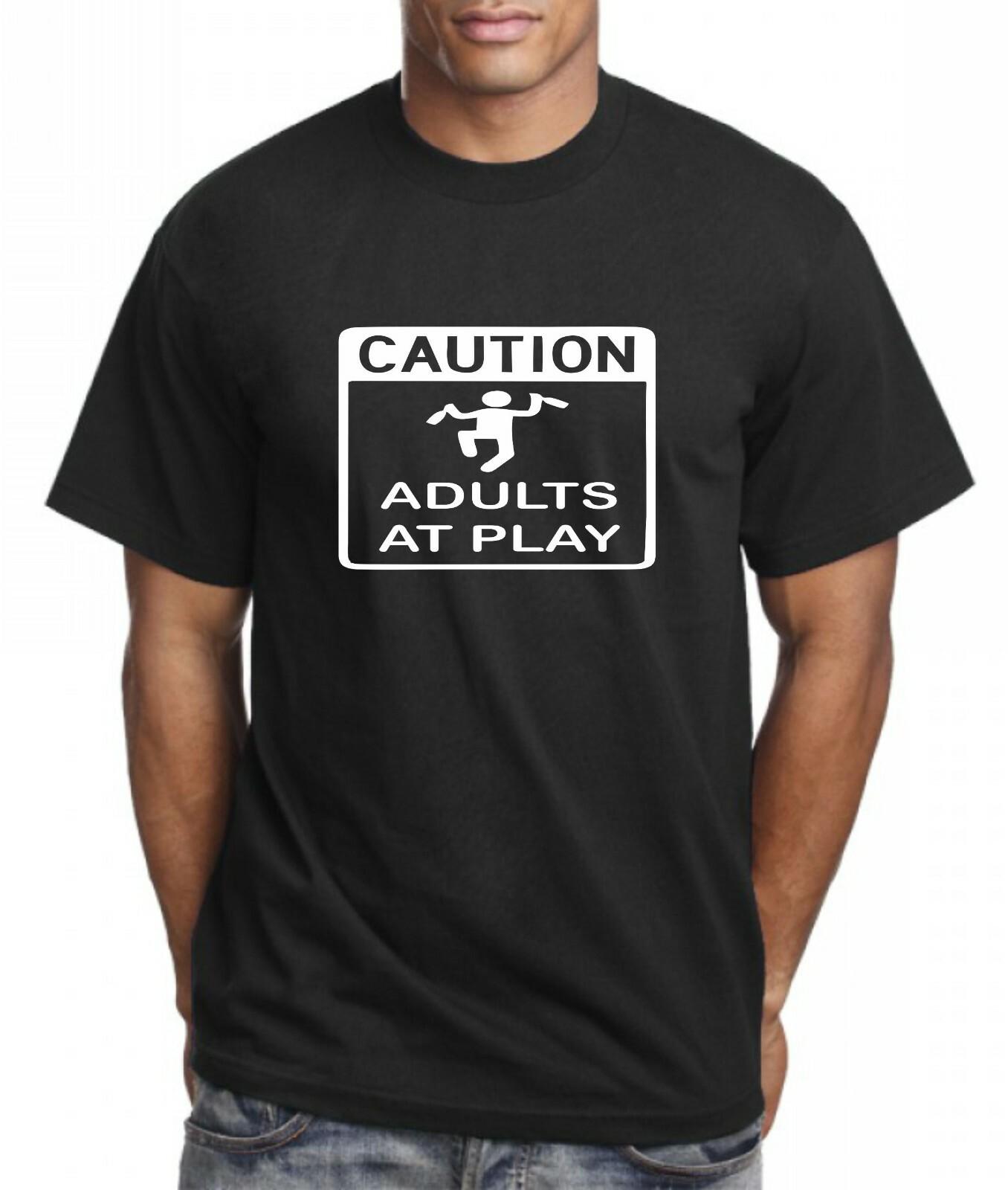 Caution Adults at play Funny Adult Naughty Xmas Cotton T Shirt Mens Womens Tees Top M