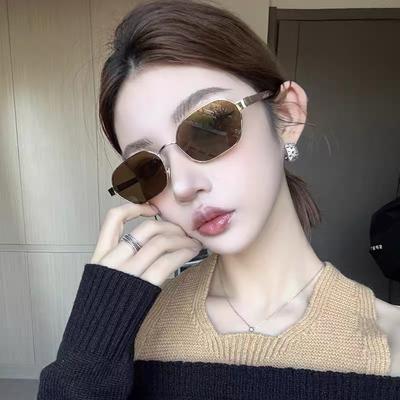 Retro Sunglasses for Women with Degree Polarized Sunglasses UV-proof Glasses Personalized Metal Glasses