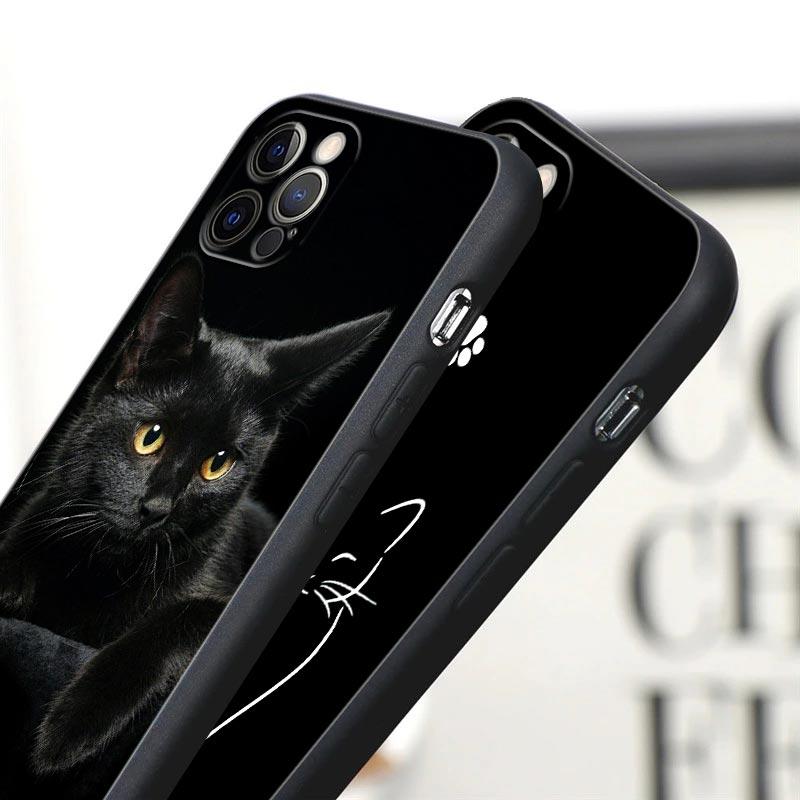 Black Cats Cute cat Hello Phone Case For Apple iPhone 16 15 14 13 12 11 Pro Max XR XS Max 7 8 Plus SE2 Back Cover Silicone Cases