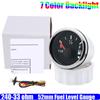 7 Color Backlight 2" 52mm Fuel Level Gauge with Alarm 0-190 OHM Oil Meter Indicator 240-33 ohm Auto Car Boat RV Yacht