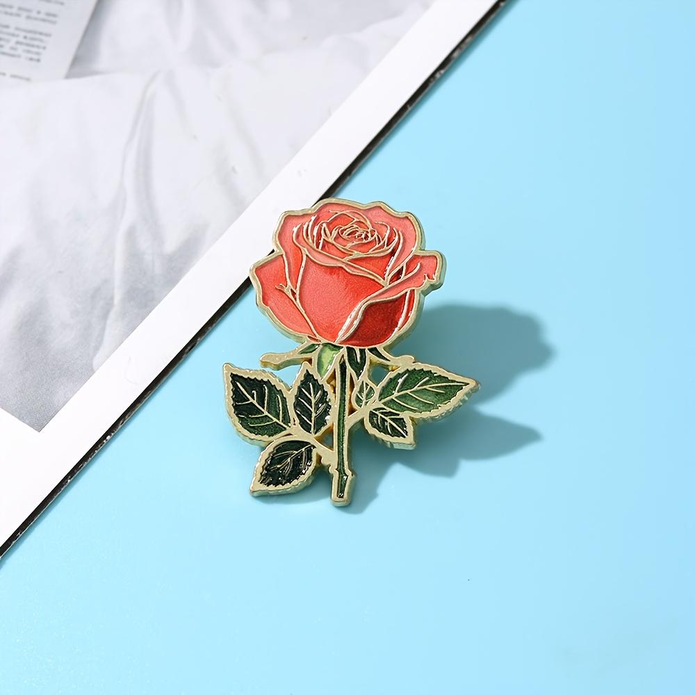 

Art Rose Enamel Pin, Red Floral Brooch for Lapel & Bag, Fashion Zinc Alloy Jewelry Gift with Silicone Buckle красный