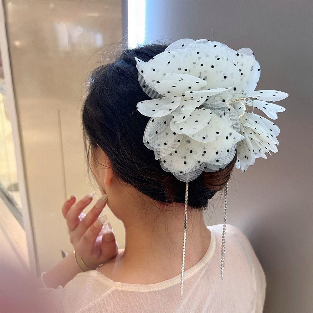 Tassel Grasping Clip Dots Flower Shark Clip Fashion Bowknot Hairgrips  Girl