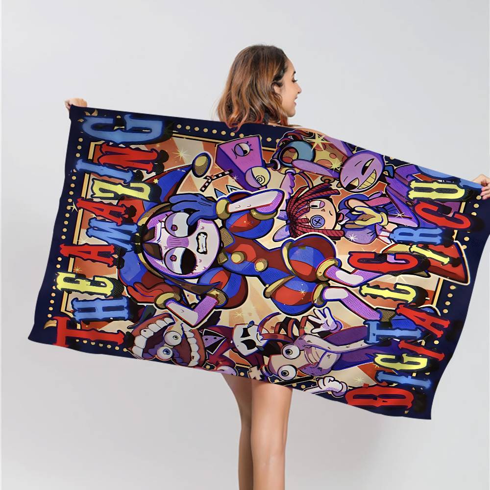 Animation A-Amazing D-Digital Circus Microfiber Printed Beach Towel Mountain Climbing Yoga Beach Soft Towel