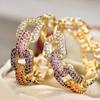 INS Style Sparkling Rainbow Interlocking Chain Earrings