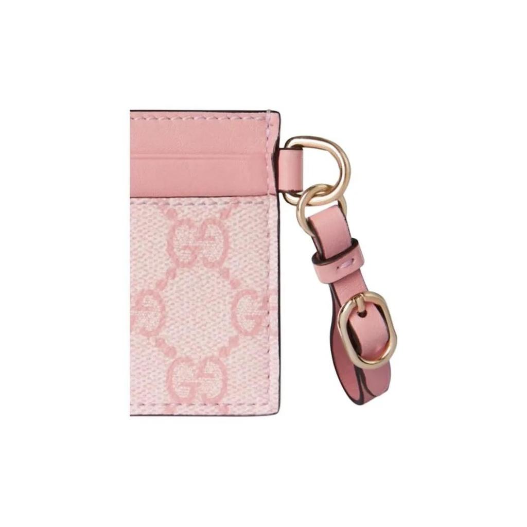 GUCCI GG Emblem brand iconic print coated fabric card holder women's light pink