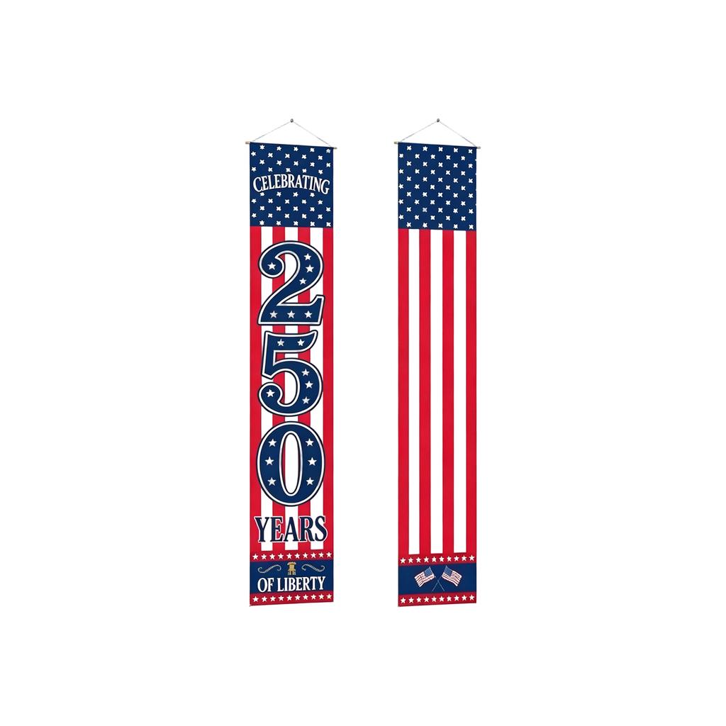 Vertical Independence Day Banner 250 Years of Liberty Outdoor Indoor Hanging Decoration for Patriotic Celebrations and Events