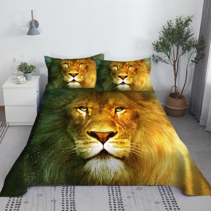 Lion Bed Sheet Set 3D Printed Animal Bed Flat Sheet With Pillow Cover For Kids Adults King Queen Full Twin Size Wholesale