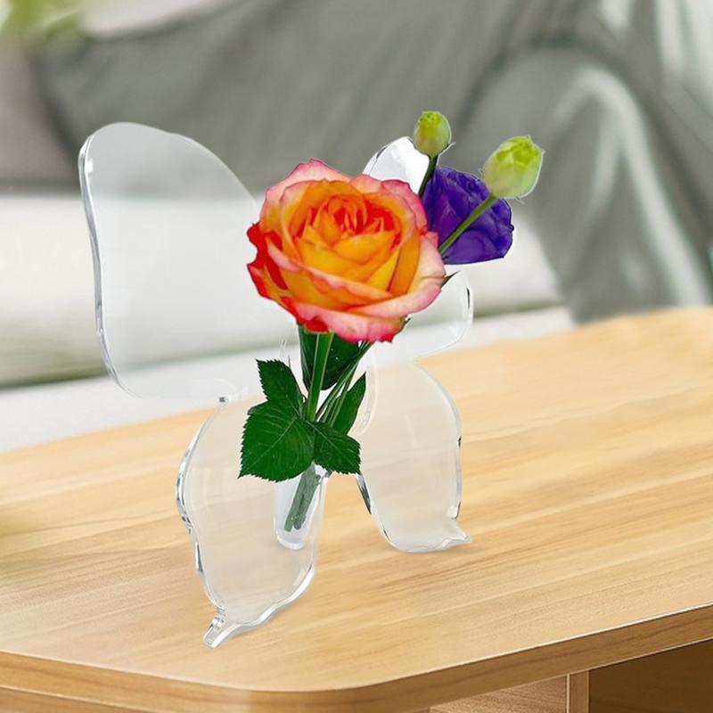 Klarer Acryl-Schmetterlings-Vase Dekorative Acryl-Klare Vase für Zuhause Schmetterlingsförmige Einzelblumen-Vase für Kinder Erwachsene Freunde