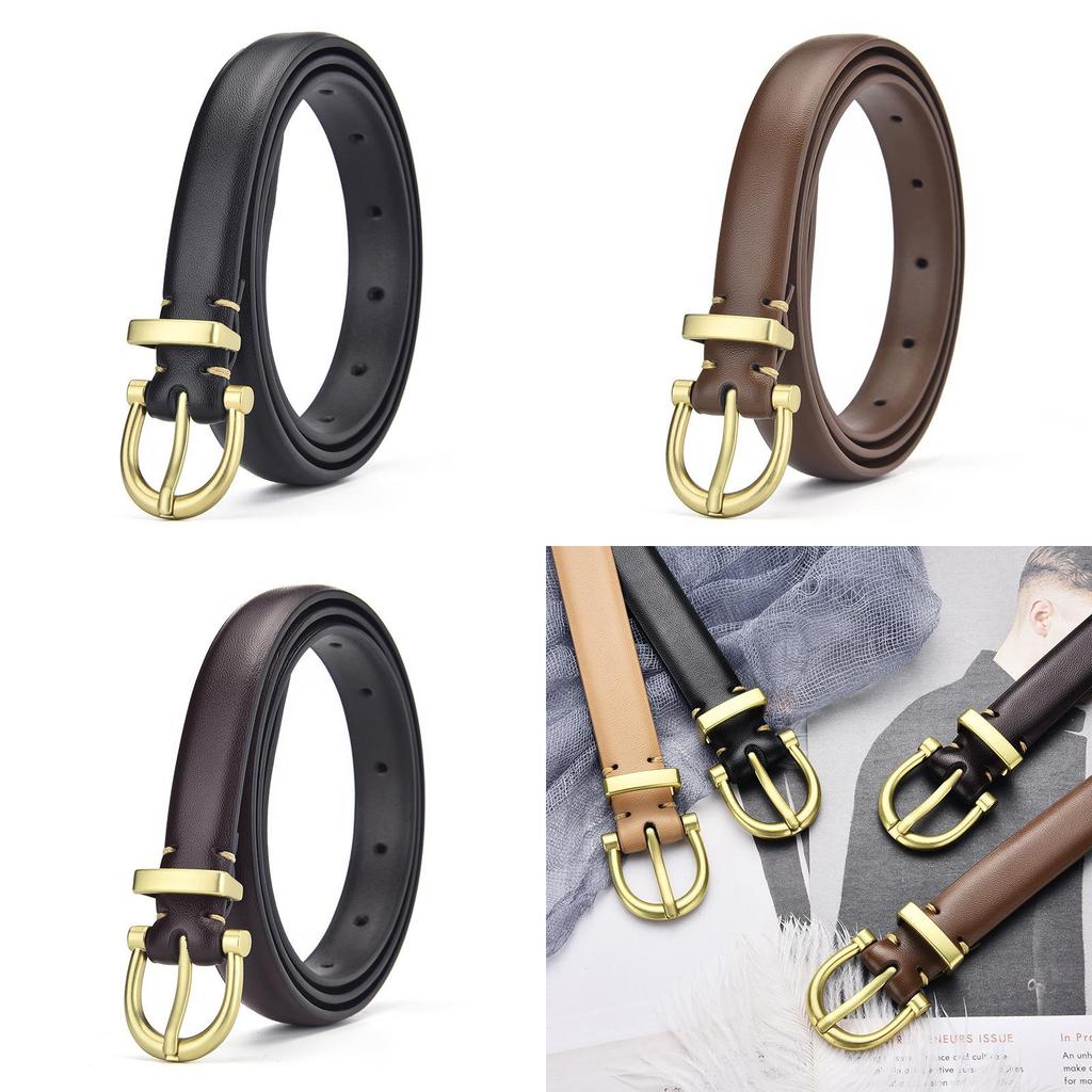 Pu Woman Fashion Leather Belt With Round Metal Buckle For Casual And Office Wear