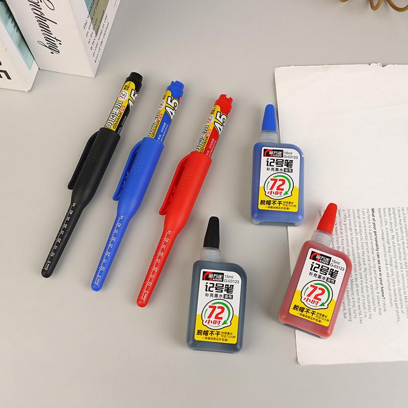 45Mm Deep Hole Marker Pens Long Nib Head Carpenter Pen Black/Blue/Red Ink Waterproof For Measuring Woodworking Hand Tools