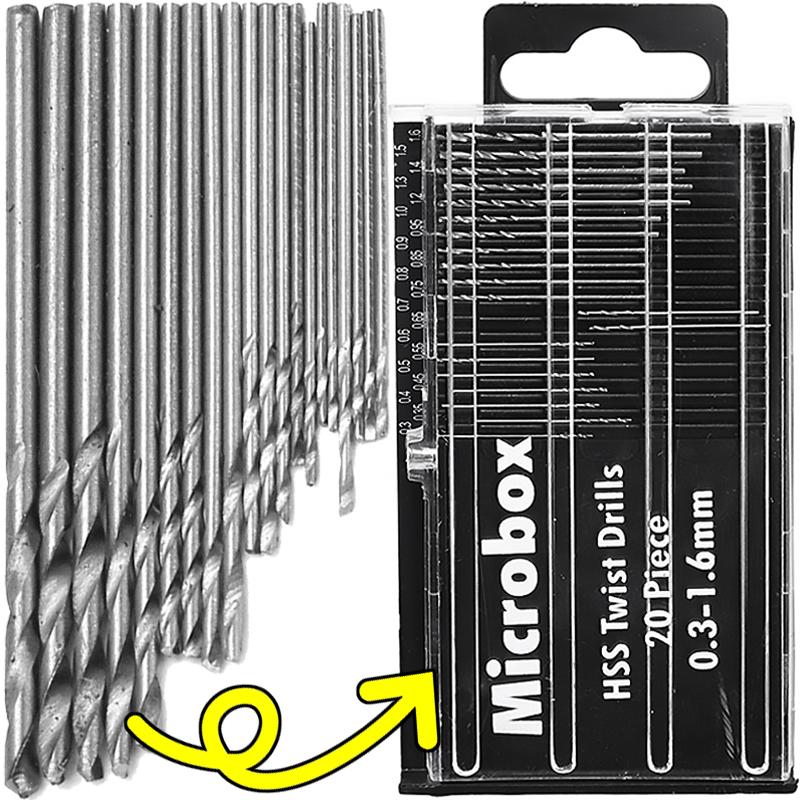 0.3-1.6mm High Speed Steel Mini Twist Drill Bits for Plastic Woodworking Circuit Board Full Grinding Drills Micro Drilling Tools