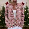 Dames Cardigan Langermet Lett Jakke med Morsomt Juleprint