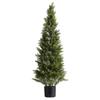Artificial Topiary Cedar Trees, 2 Set 1219mm Faux Pine Shrubs Plants, Fake Silk Tree Look Real, Easy Assembly for Decor Front Porch Outdoor Patio