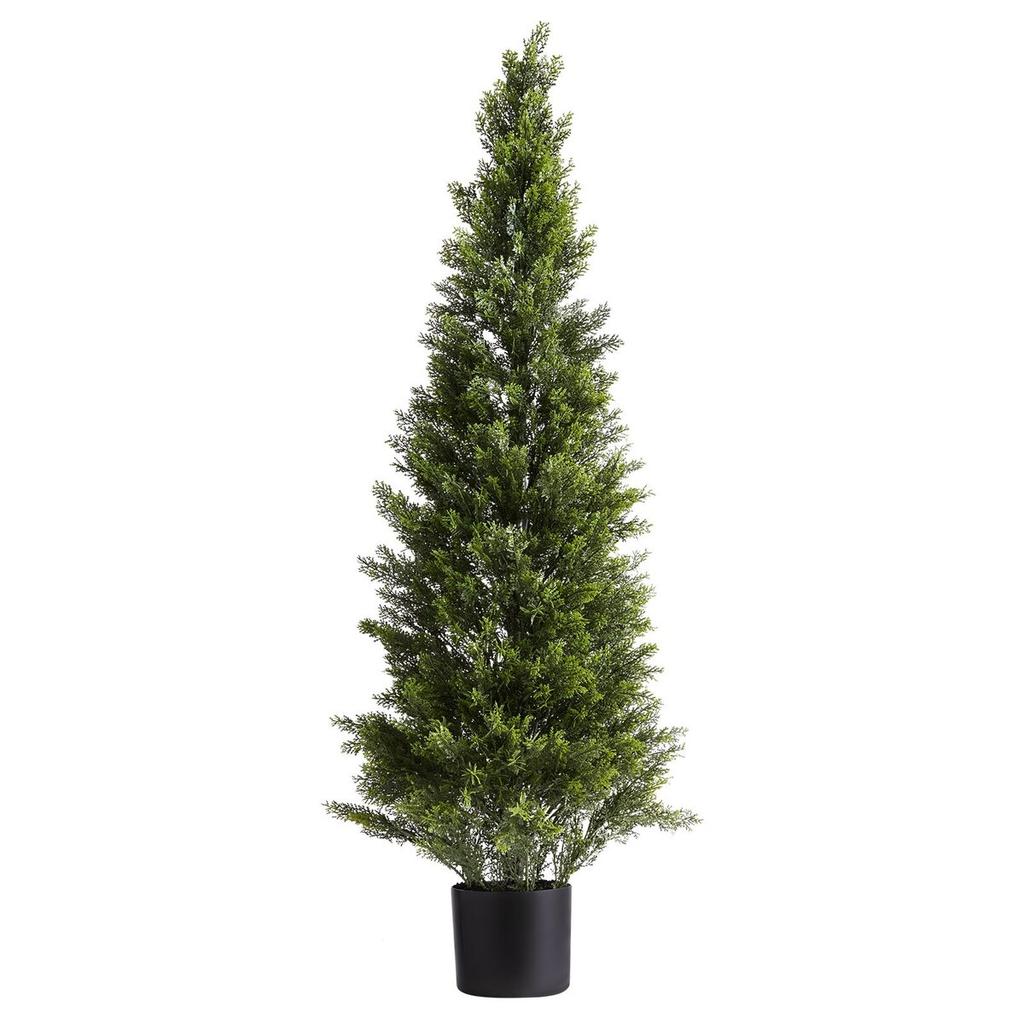 Artificial Topiary Cedar Trees, 2 Set 1219mm Faux Pine Shrubs Plants, Fake Silk Tree Look Real, Easy Assembly for Decor Front Porch Outdoor Patio