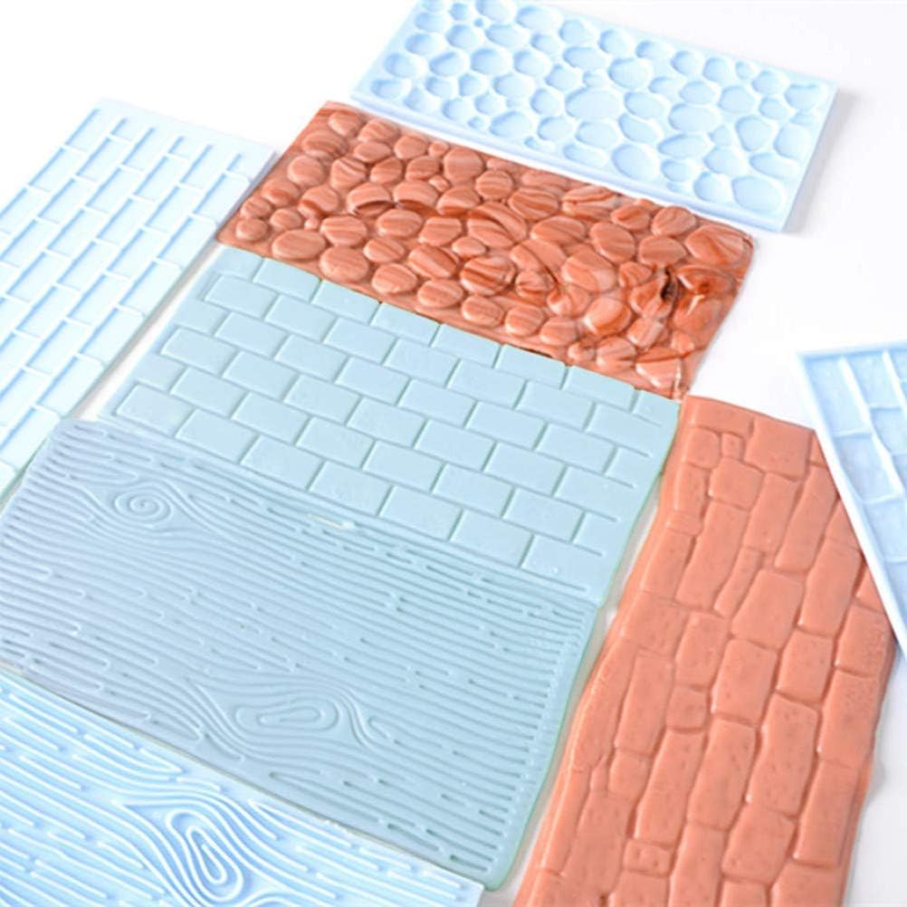 10 Set Fondant Impression Mat Mold Lace Embossing Mat Tree Bark/Brick Wall/Flower/Stone Wall Fondant Impression Mats Texture Design for Cupcake