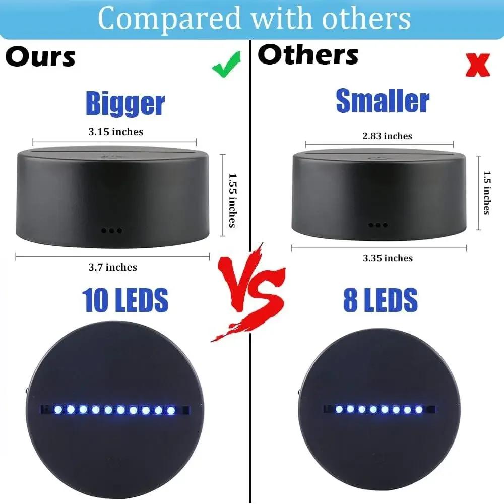 6/12 Pcs 3D Lamps Base LED Night Light DIY Clear Acrylic Sheets RGB Color Remote USB Cable Light Stand Decor Room Christmas Gift