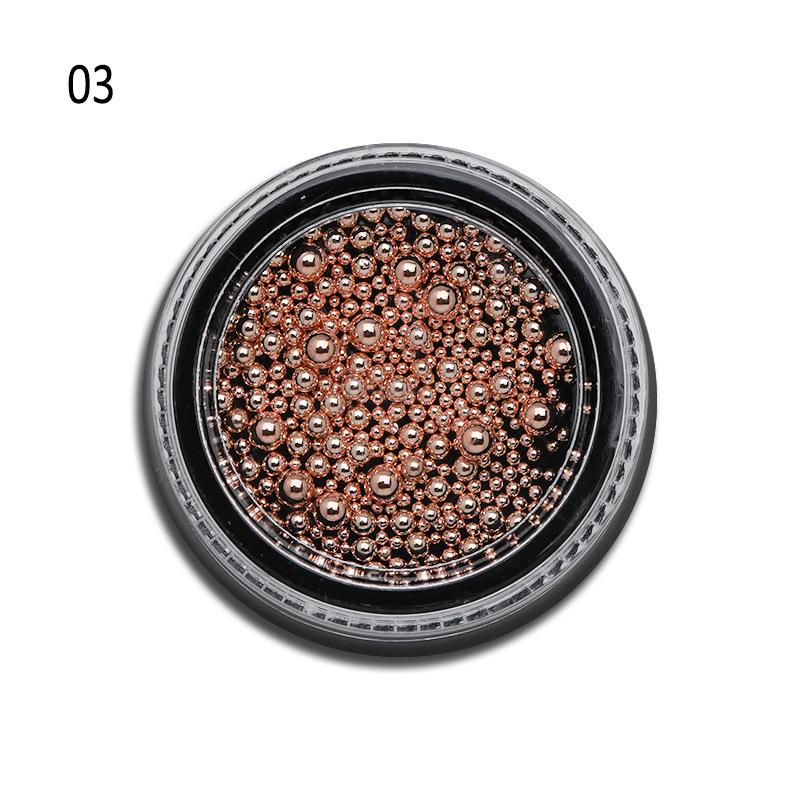 Nail Art Steel Beads Ornament Set: Gold, Silver, Rose Gold, Gunmetal & Black Caviar Beads