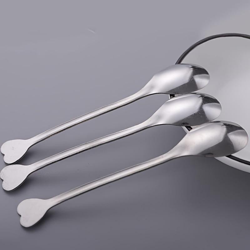 New Stainless Steel Spoons with Heart-Shaped Handle Coffee Tea Soup Stirring Spoons Mini Dessert Spoon Tableware Kitchen Tools