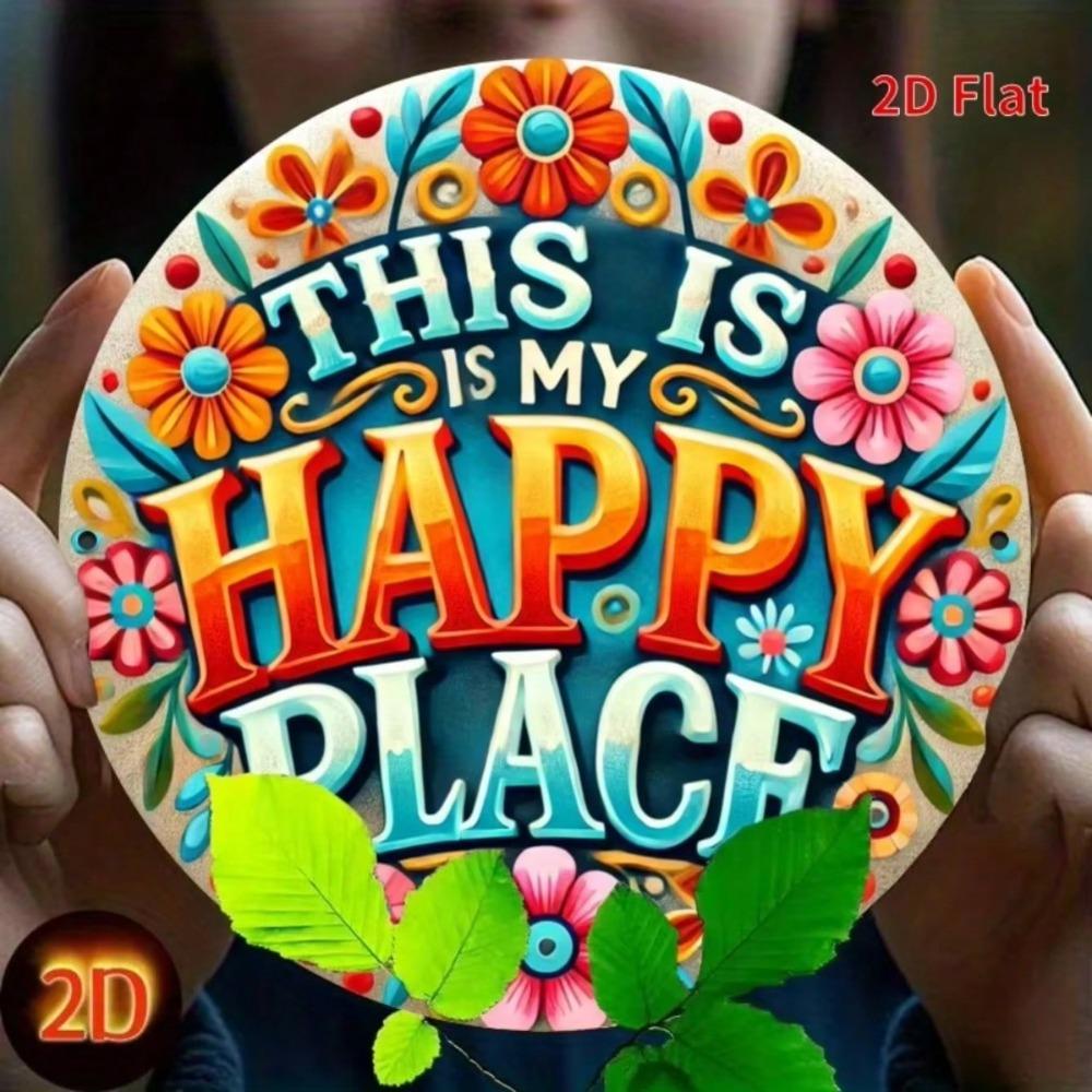 Happy Place Floral Wall Art Metal Sign Home Decor