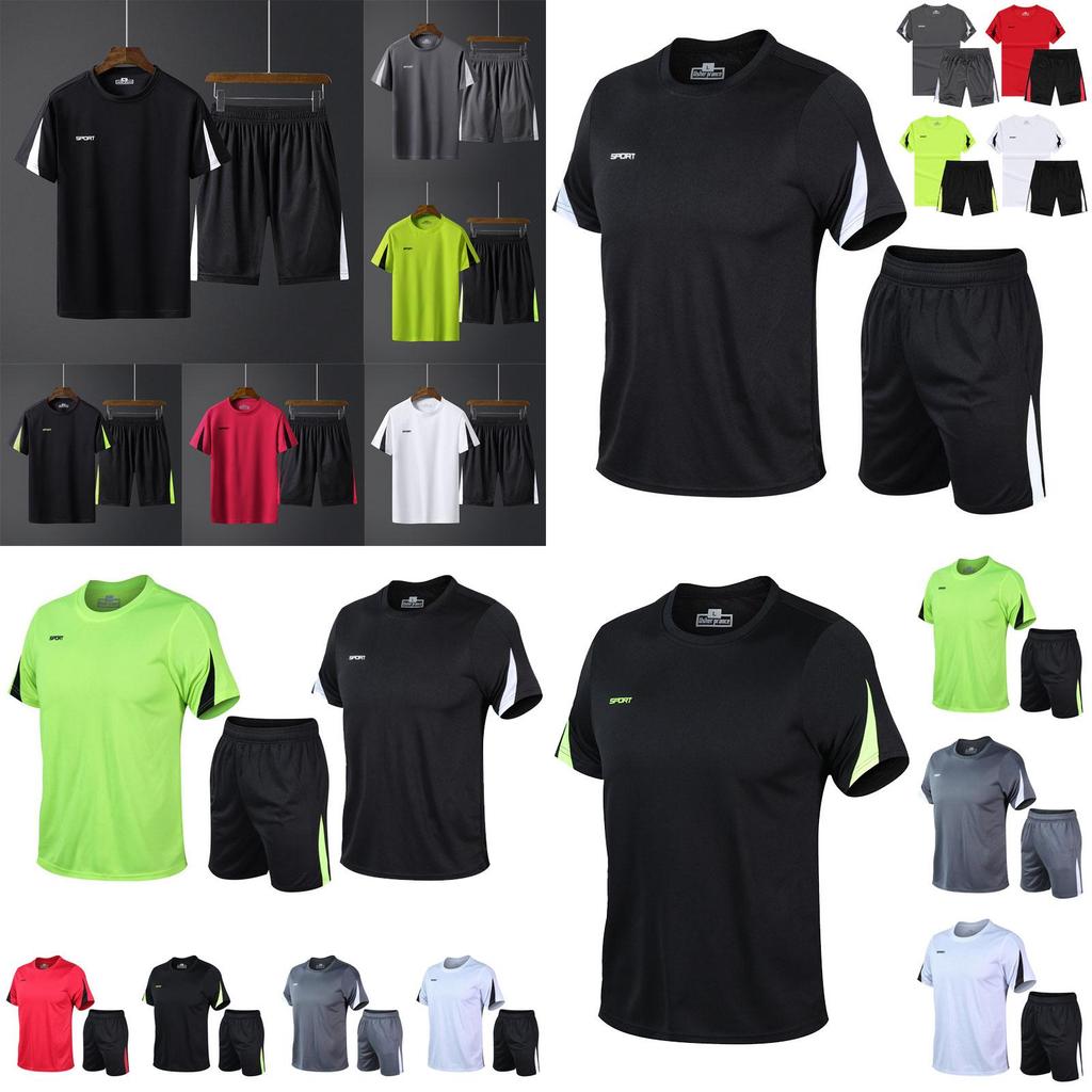 Breathable Men Quick Dry Tshirt And Shorts Set For Gym And Running Sportswear