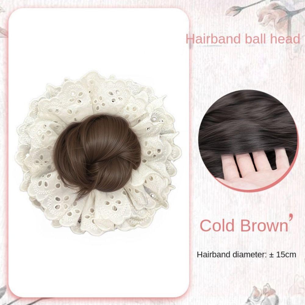 Lace Hair Bands Ponytail Holders Hair Artifact False Hair Pieces Flower Bun Head Wig  Women