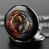 Vintage Retro Løve Leo Zodiak Astrologi Kinesisk Yinyang Kvarts Unisex Menn Kvinner Lommeur Kvarts Halskjede Anheng Klokke Kjede Klassisk Skive
