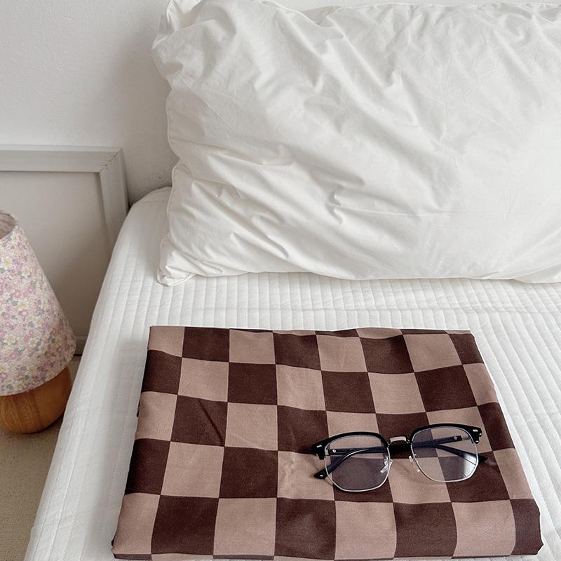 Single Plaid Stripe Cotton Bed Sheet - Fitted Sheet & Duvet Cover for Student Dorm