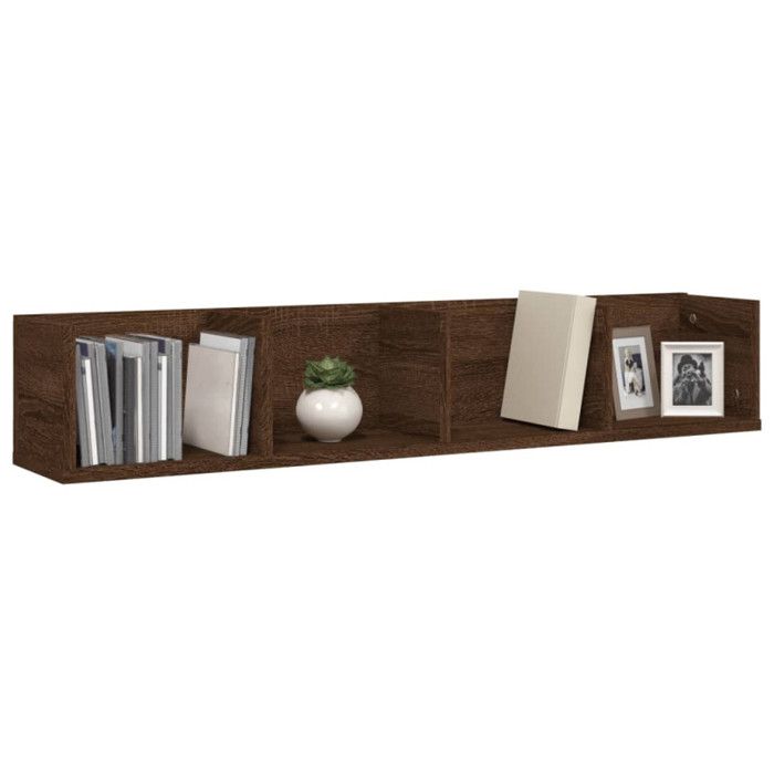VidaXL Wall-mounted CD Shelf Brown Oak 100x18x18 Cm Engineered Wood 826619