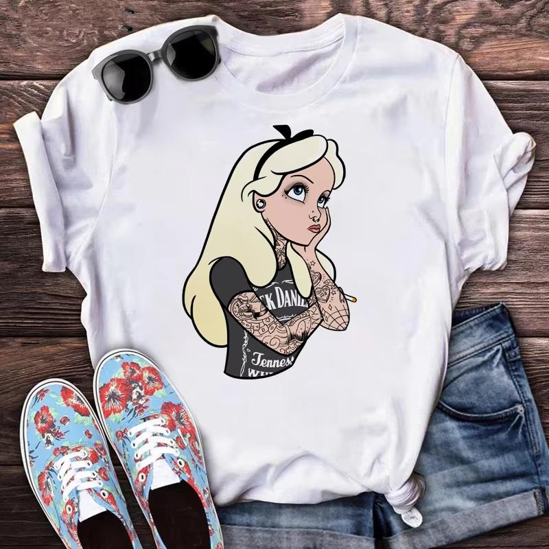 

Cool Princess Shortsleeved Trendy Tshirt Unisex Fashion Punk Cartoon Pattern Tshirt Casual Retro Cute AnimeUnisexs Top S