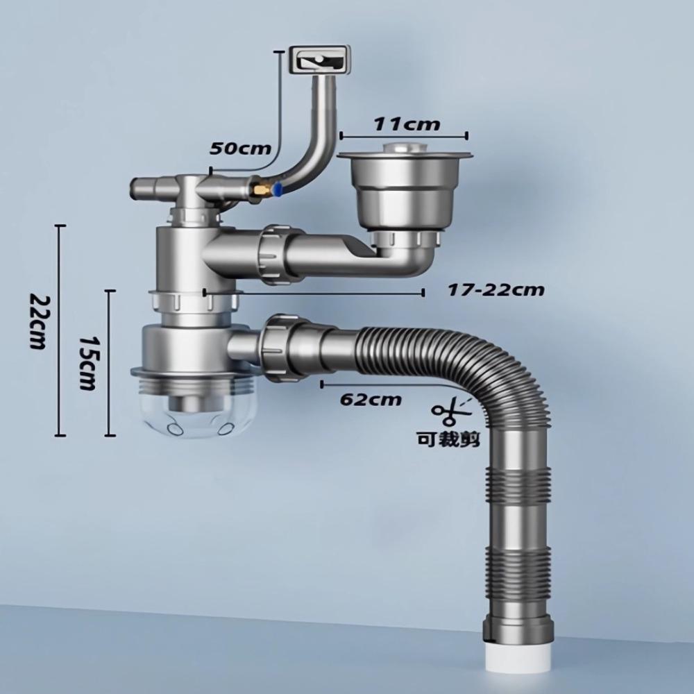 Easy Install Anti-Leak Drainage Kit Single/Double Bowl Sewer Replacement Pipe  Bathroom