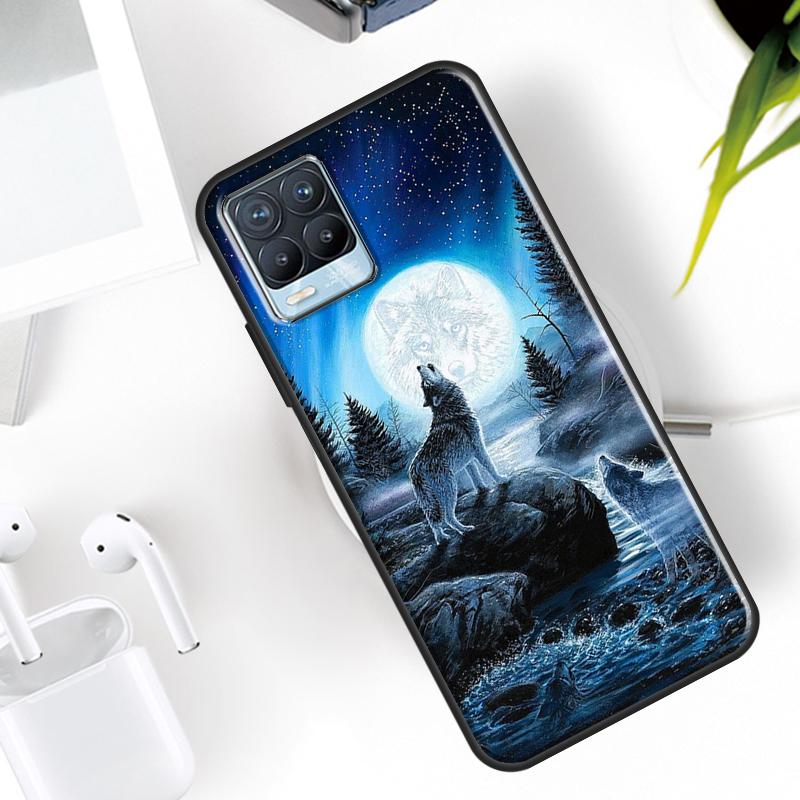 Moon Roaring Wolf Case For Realme 15 11 12 13 14 Pro Plus C53 C55 C51 C25 C63 C61 C65 C67 C71 C75 GT6 GT7 Pro