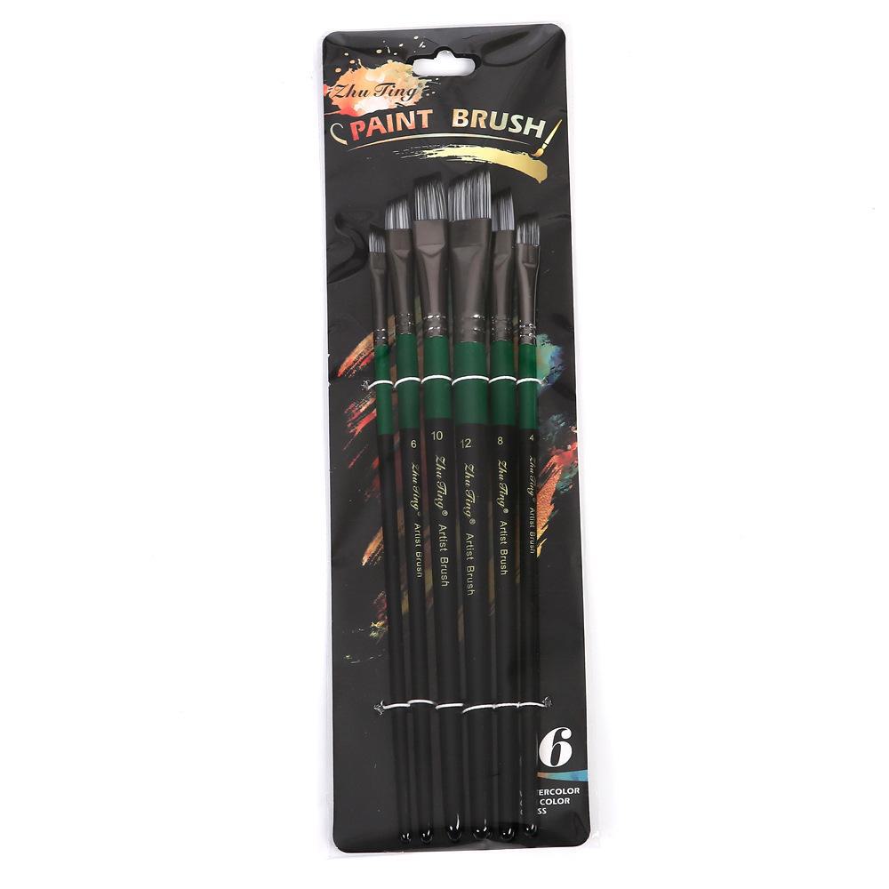 Set de 6 perii de păr din nailon pentru studenții de artă transfrontalieri - Perfect pentru pictură DIY, acuarelă, pictură acrilică și pictură în ulei.