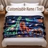 Dinosaur Theme Soft Blanket Personalized Custom Name Text Print Warm Blanket Home Sofa Bedroom Decor