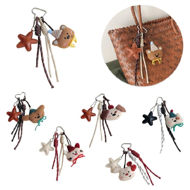 Delightful Plush Bear Bag Charm Cartoon Keychains For Women and Girls Stylish Bag Pendant Cute Car Accessories Decors