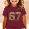 6 7 Six Seven Leopard Creative Print Tshirt Soft Breathable for Daily Outdoor Casual Wear Funny Gift Cotton Tee Girl Clothing