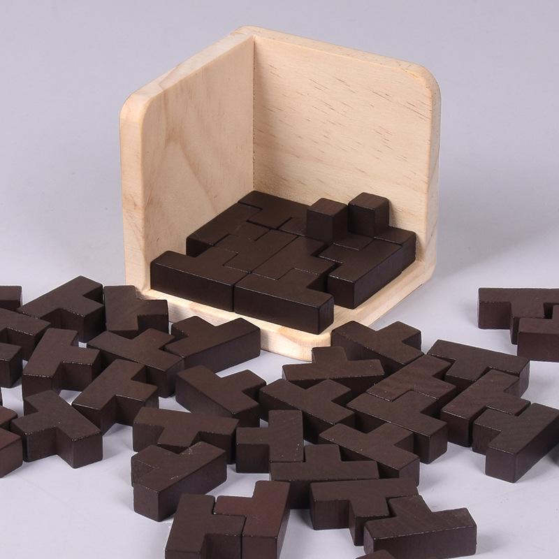 Luban Lock Wooden Puzzle Toy - Magic Bean Tetris Cube for Leisure and Stress Relief
