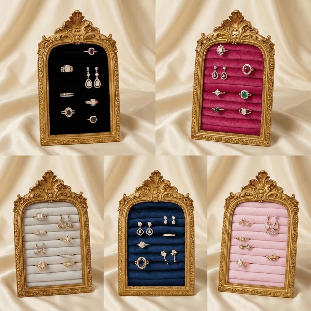 Velvet Jewelry Display Rack Picture Frame Shape Earring Ring Shelves Home Decoration
