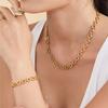 3 Models Zircon Circle Link Chain Necklace Bracelet In Stainless Steel 18k Gold Filled Necklaces Matching Bracelets For Women