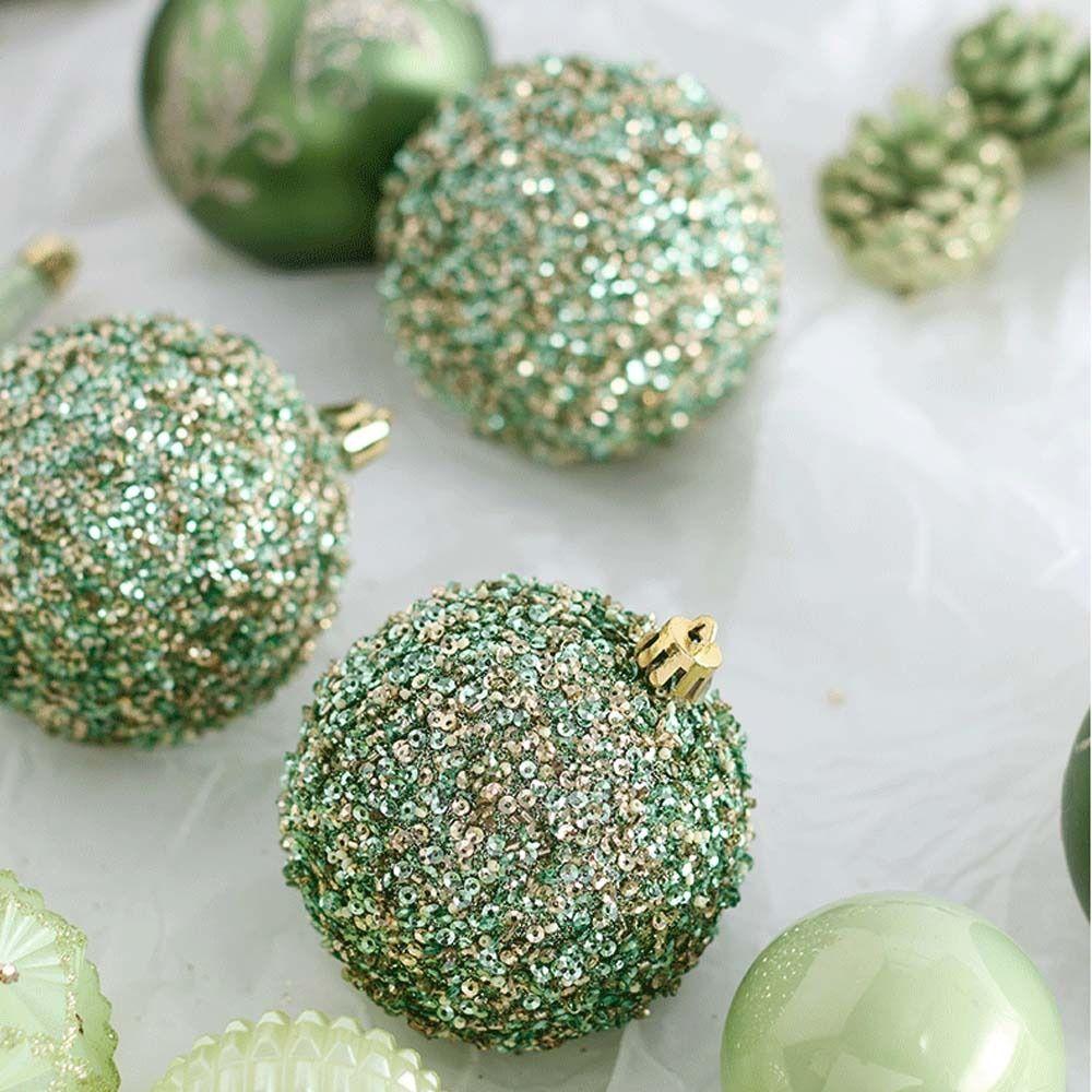 6/8/10CM Painted Christmas Balls Pendant Green Reusable Xmas Tree Pendants Elegant Shatterproof Electroplated Hanging Balls