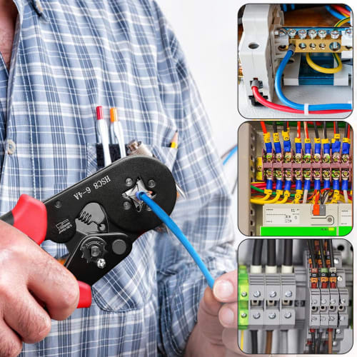 Crimping Pliers Set, Ferrule Crimping Tool, Adjustable 0.25-10mm?, Ratchet Type, Square Ferrule Terminal Set, Ferrule Crimping Tool with 1200 Ferrules