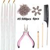 Tinsel Hair Extensions Kit Tools Silicone Micro Rings/Pliers/Rat Tail Comb/Crochet Hook/Glitter Hair Tinsel Hair Extension Tools