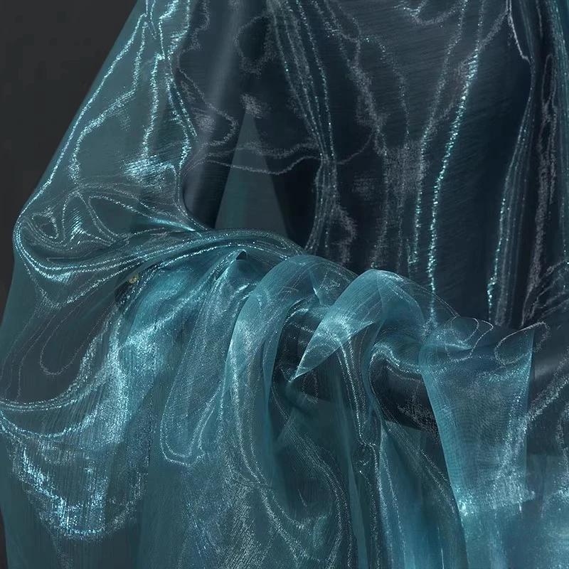 100x150cm Buntes Organza-Tüll-Gradient-Funkelndes Gewebe für Designer-Styling Glänzendes Kleid Bekleidungszubehör Bühnendekoration